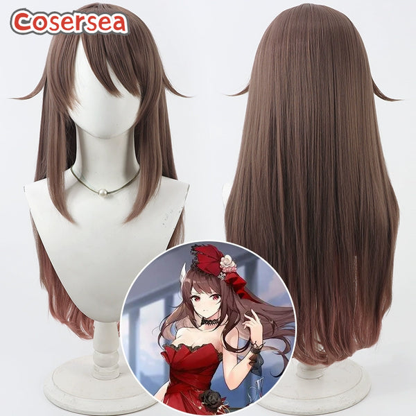 Cosersea Game Azur Lane Haruna 80cm Long Brown Mixed Pink Cosplay Wigs