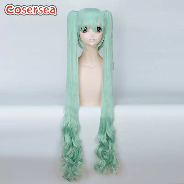 120cm Long Green Curly Ponytail Wigs With Bangs