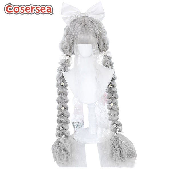 120cm Long Loose Curly Light Gray Lolita Wigs