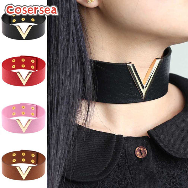 12 Colors Exaggerated V-shaped Collar Nightclub Punk Neck Strap Collarbone Necklace