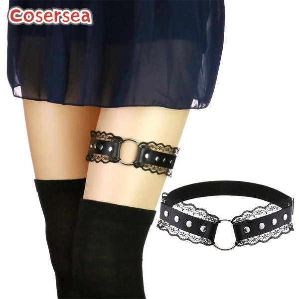 12 Colors Minimalist Sexy Punk Style Lace Leather Thigh O-ring Elastic Garter Belt