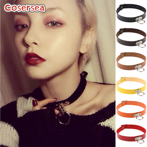 14 Colors Little Devil Series Harajuku Punk Rivet Love Lock PU Leather Collar Necklace