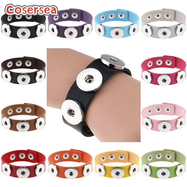 14 Colors Original New Punk Harajuku Button Bracelet PU Leather Nightclub Choker