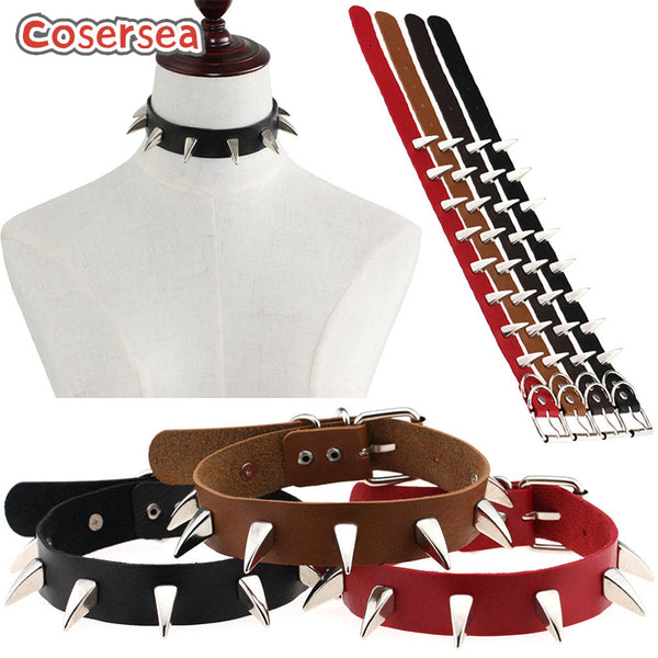 15 Colors Harajuku PU Leather Collar Necklace Nightclub Rivets Pointed Nails Choker