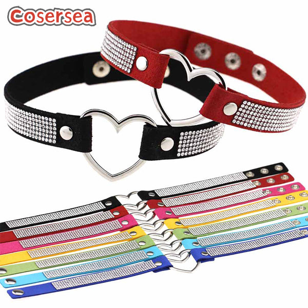 15 Colors Japanese Harajuku Rhinestone Heart-shaped Neck Strap Cosplay Choker