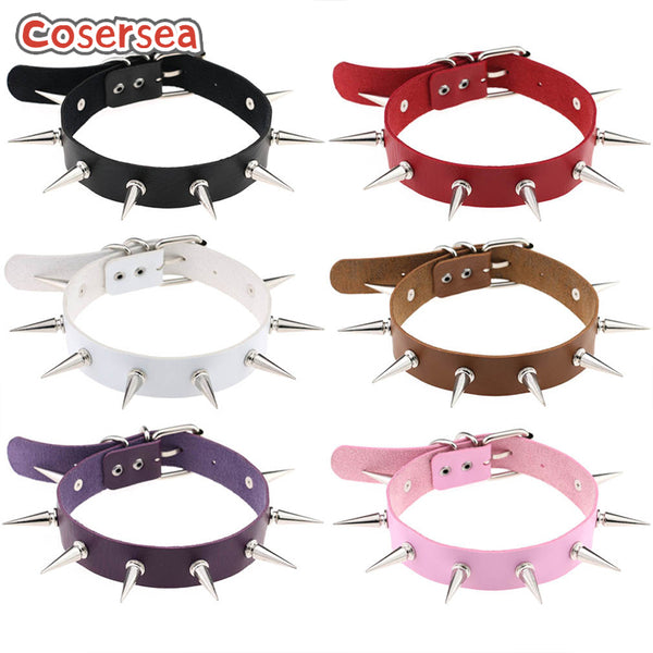 15 Colors Nightclub PU Leather Creative Necklace Rivet Pointed Nail Collar Collarbone Chain