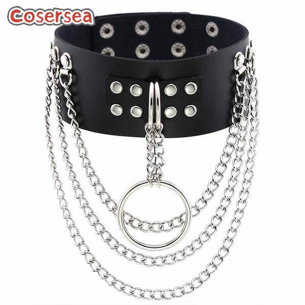 16 Colors Classic Hanging O-ring Chain PU Leather Collar Necklace Punk Style Binding Choker