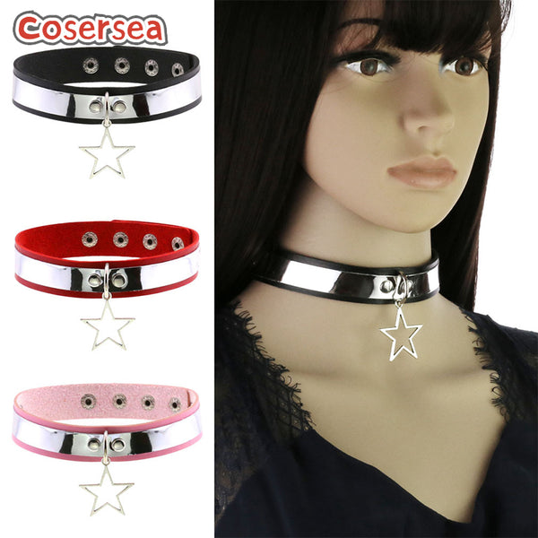 16 Colors Cross Border Pentagram PU Leather Punk Choker Collarbone Collar Necklace