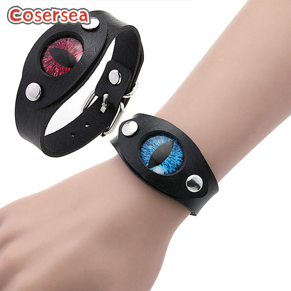 8 Colors Devil Pupil Red Eyes PU Leather Choker Punk Rock Adjustable Blue Eyes Bracelet