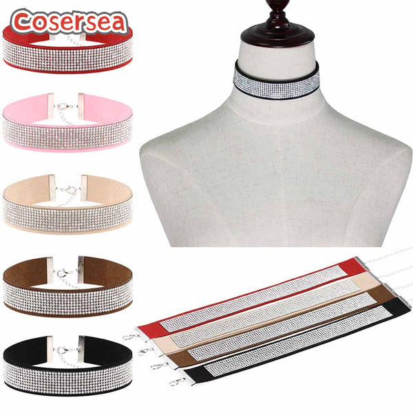 16 Colors Diamond Studded Necklace Korean Velvet Collar Collarbone Chain Choker
