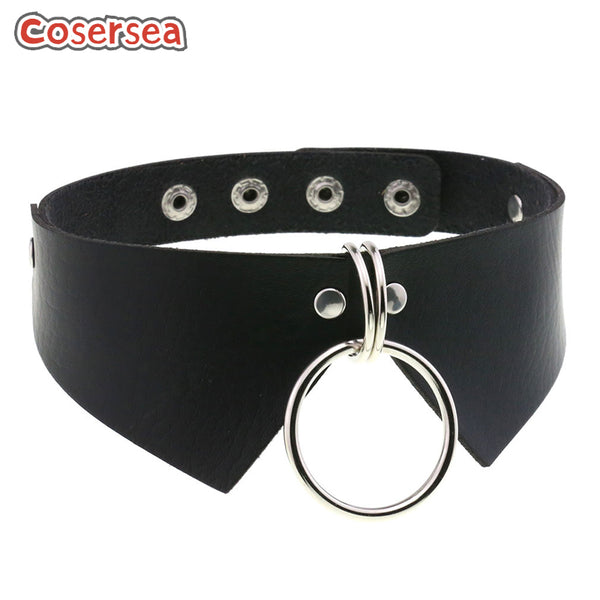 16 Colors Exaggerated PU Leather Binding Collar Necktie Collar Ring Nightclub Sexy Necklace