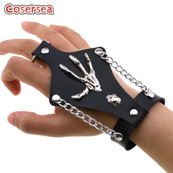16 Colors Exaggerated Punk Ring One-piece PU Leather Punk Skull Claw Cuff Bracelet