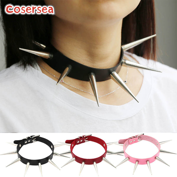 16 Colors Gothic Style Neutral Super Cool Pointed Nail Rivet Collar Neck Strap Punk PU Leather Choker