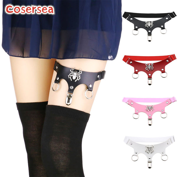 16 Colors Harajuku Gothic Punk Style Spider Double Rings PU Leather Elastic Thigh Garter Belt