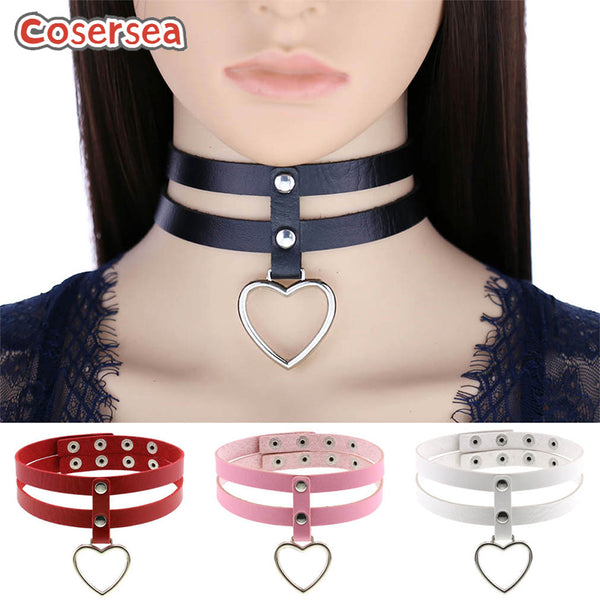 16 Colors Harajuku PU Leather Beloved Heart-shaped Pendant Women's Neck Strap Collarbone Necklace