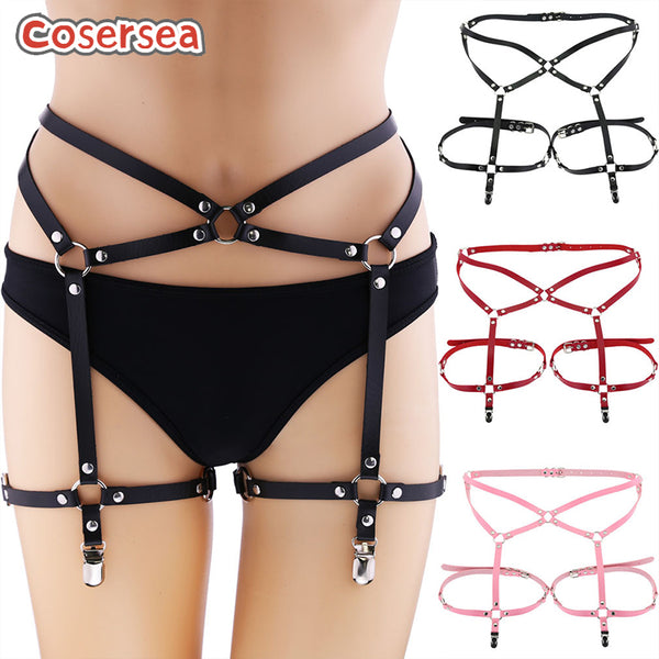 16 Colors Harajuku PU Leather Belt Integrated Dance Nightclub Performance Restraint Leg Ring