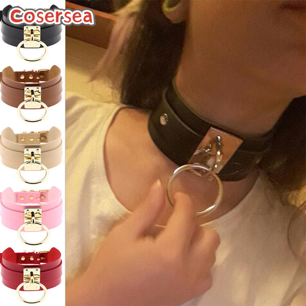 16 Colors Harajuku PU Leather Nightclub Wild O-shaped Necklace Neck Chain