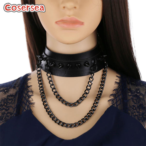 16 Colors Harajuku Punk Double-layer PU Leather Rivet Collar Necklace Chain Choker