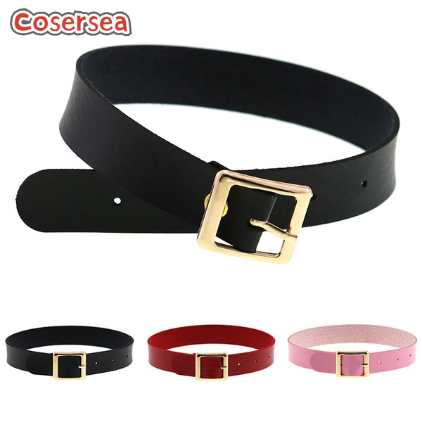 16 Colors Harajuku Punk Rock PU Leather Neck Strap Gold Buckle Cosplay Choker