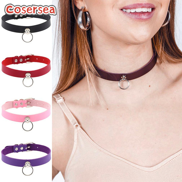 16 Colors Japanese Harajuku Simple O-ring Circle Collar Necklace Punk Gothic Collarbone Chain