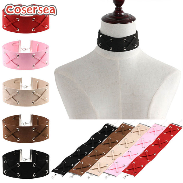 16 Colors Korean Velvet Cross Wide Neck Strap Chain Collar Clavicle Necklace