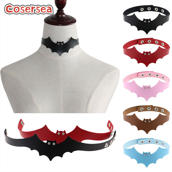 16 Colors Little Devil PU Leather Bat Wings Collar Punk Women's Neck Clavicle Choker
