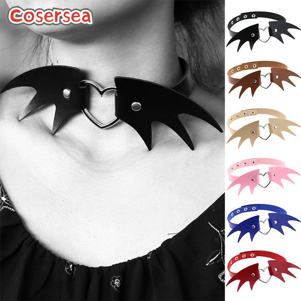 16 Colors Little Devil PU Leather Collarbone Collar Nightclub Halloween Wings Choker