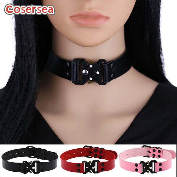 16 Colors New Buckle Collar Collarbone Necklace Classic Trendy Cool PU Leather Choker