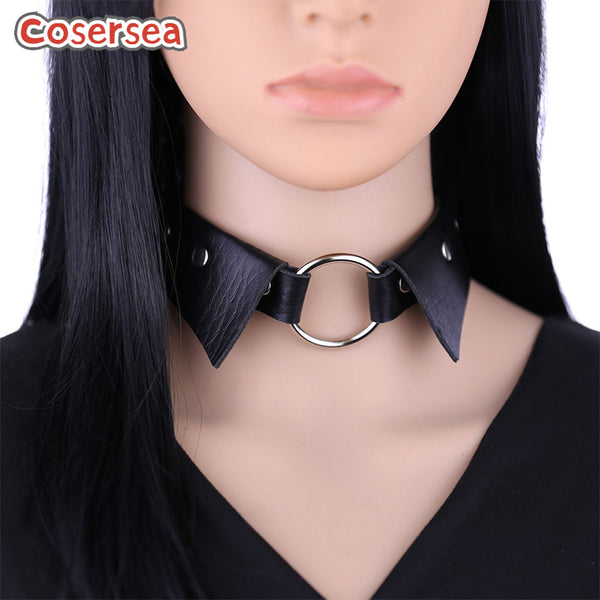 16 Colors New Personalized Shirt Collar PU Leather O-shaped Necklace Punk Collarbone Choker