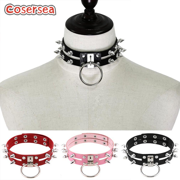 16 Colors Original Cool Personalized Double Line Rivet Tip Neck Necklace Punk Choker
