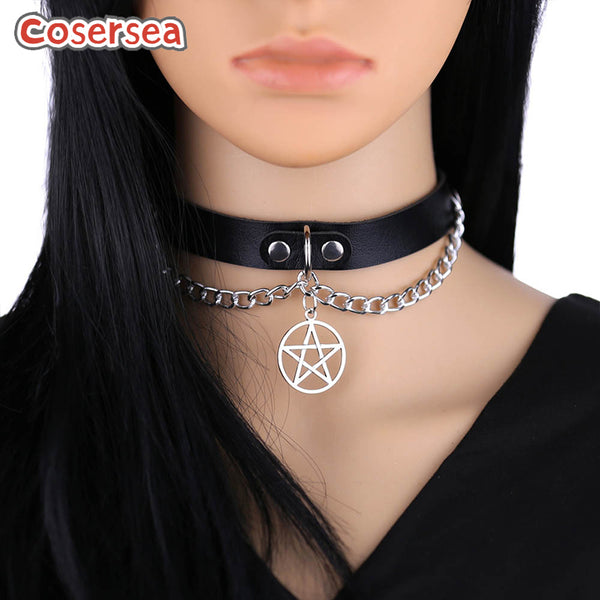 16 Colors PU Leather Chain Pentagonal Star Pendant Collar Collarbone Necklace Choker