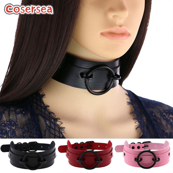16 Colors PU Leather Collar Neck Cover Bar Nightclub Wild O-shaped Black Ring Necklace
