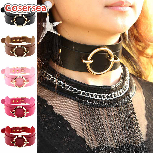 16 Colors PU Leather Collar Nightclub Wild O-shaped Necklace Neck Chain