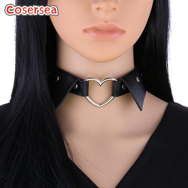 16 Colors Personalized Heart Collar PU Leather Shirt Collar Punk Collarbone Chain