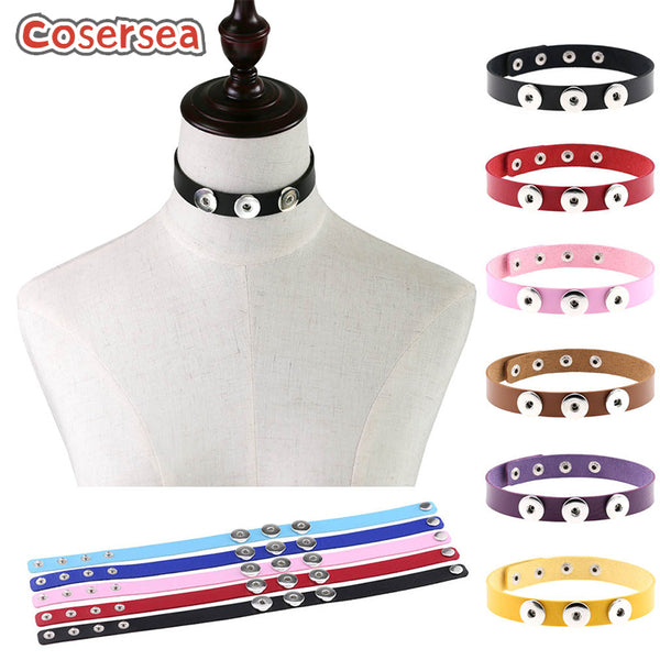 16 Colors Personalized Punk Style PU Leather Collar Neck Chain Collarbone Choker