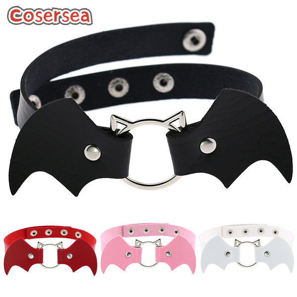 16 Colors Punk Bat Vampire PU Leather Collar Necklace Halloween Collarbone Chain