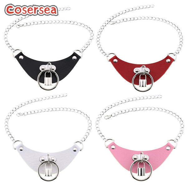 16 Colors Punk Gothic Creative PU Leather O-shaped Lock Collar Circular Neck Chain