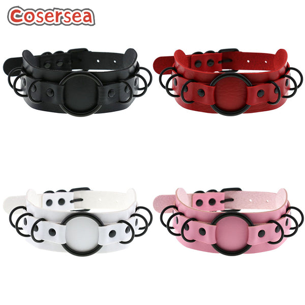 16 Colors Punk Gothic PU Leather Collar Necklace Black Circular Collarbone Choker