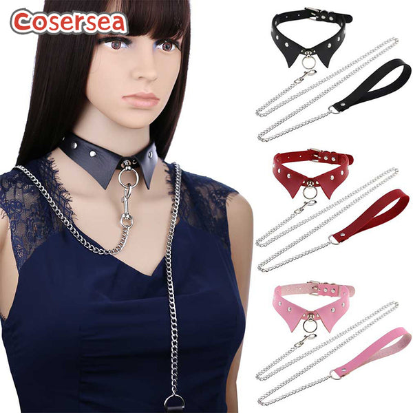 16 Colors Punk Gothic PU Leather Drawstring Collar Necklace Trendy Hanging O-ring Choker