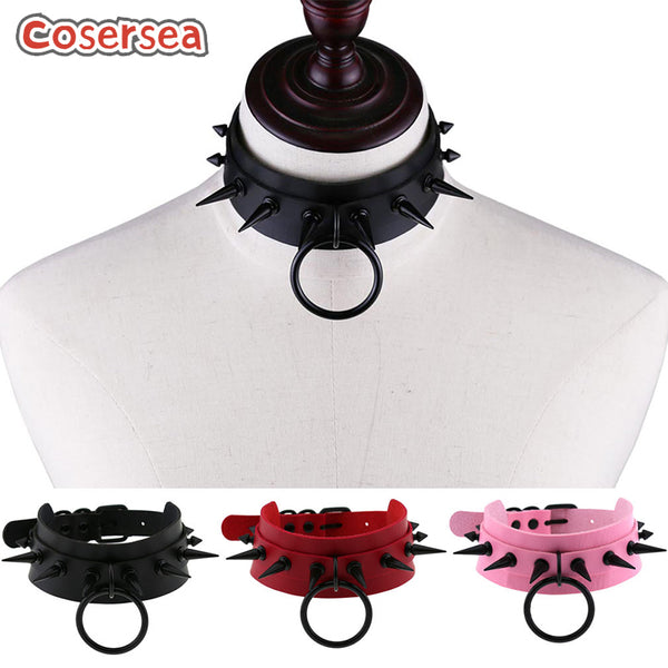 16 Colors Punk Style PU Leather Black Nail Collarbone Chain Bar Nightclub Choker