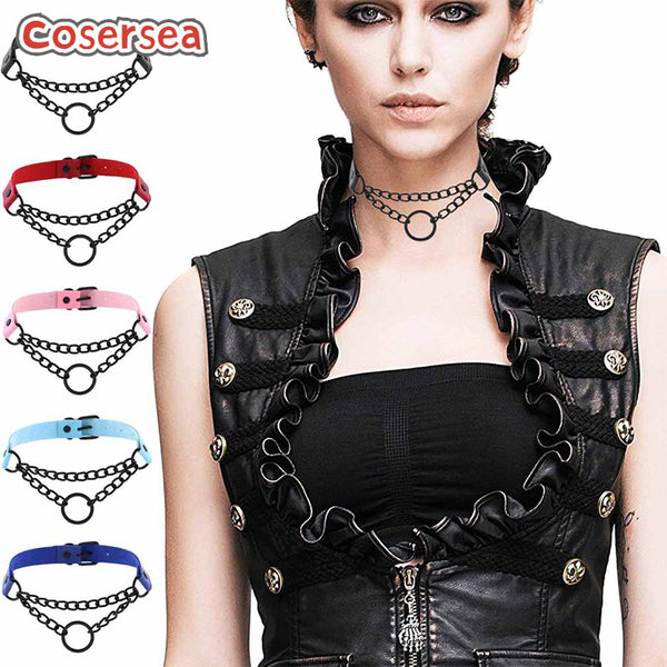 16 Colors Punk Style PU Leather Collar Necklace Neck Strap Collarbone Chain