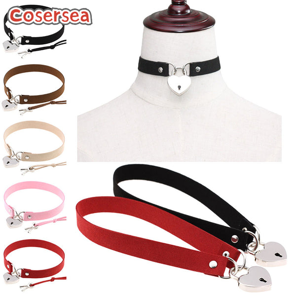 16 Colors Punk Style Sexy Charm Heart Lock Collar Neck Chain Choker