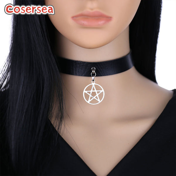 16 Colors Retro Five Pointed Star Pendant Collar PU Leather Collarbone Necklace Neck Strap