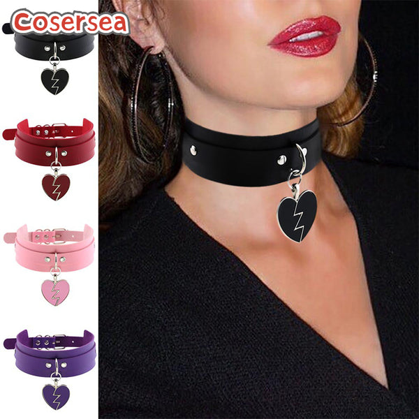 16 Colors Rock Heart Pendant Collar Double Layer Neck Strap Clavicle Chain