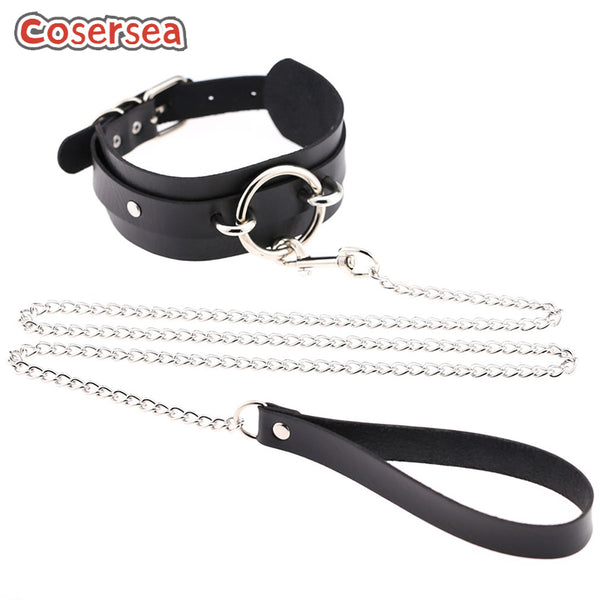 16 Colors Sexy Toy Ring PU Leather Collar Slave Traction Rope Flirting Neck Cover Adult Choker