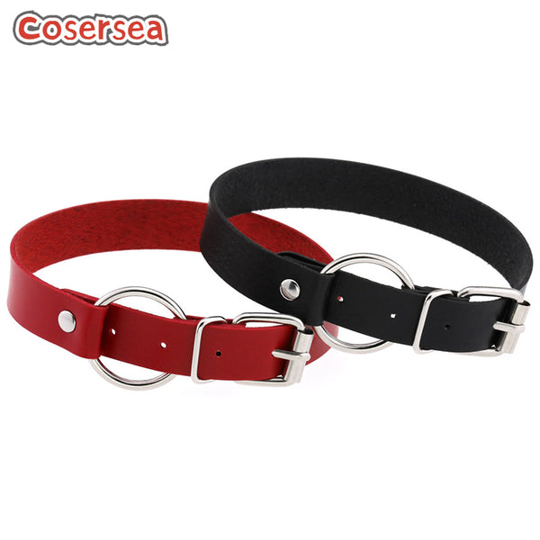 16 Colors Round Collar Collarbone Necklace Creative Needle Buckle O-shaped PU Leather Neck Strap
