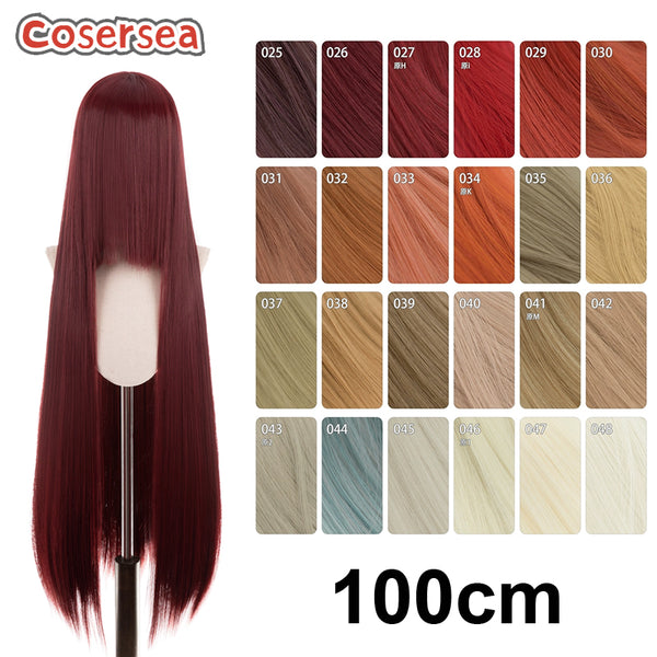 75 Colors 100cm Long Straight Pure Color Cosplay Wigs