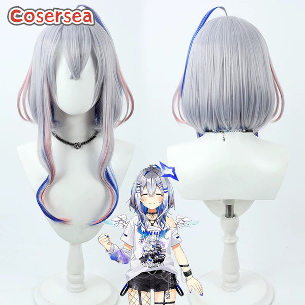 Virtual YouTuber Amane Kanata Silver Gray Mixed Cosplay Wigs