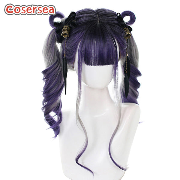 60cm Long Loose Wavy Purple Gradient Gray Lolita Wigs