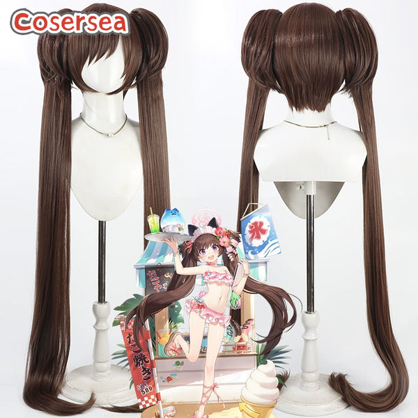 Blue Archive Kawawa Shizuko 120cm Brown Ponytail Cosplay Wigs